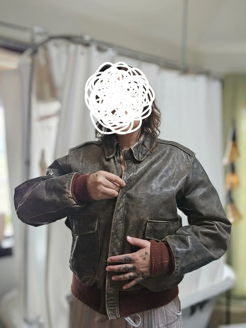 Banana Republic Distressed Vintage Brown Leather Bomber Jacket